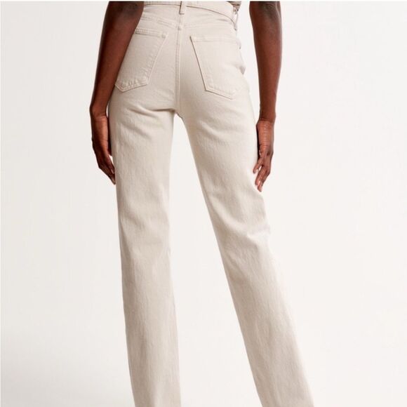 Abercrombie & Fitch Women's Tan Straight Leg Jeans Size 14/32 - Picture 13 of 13